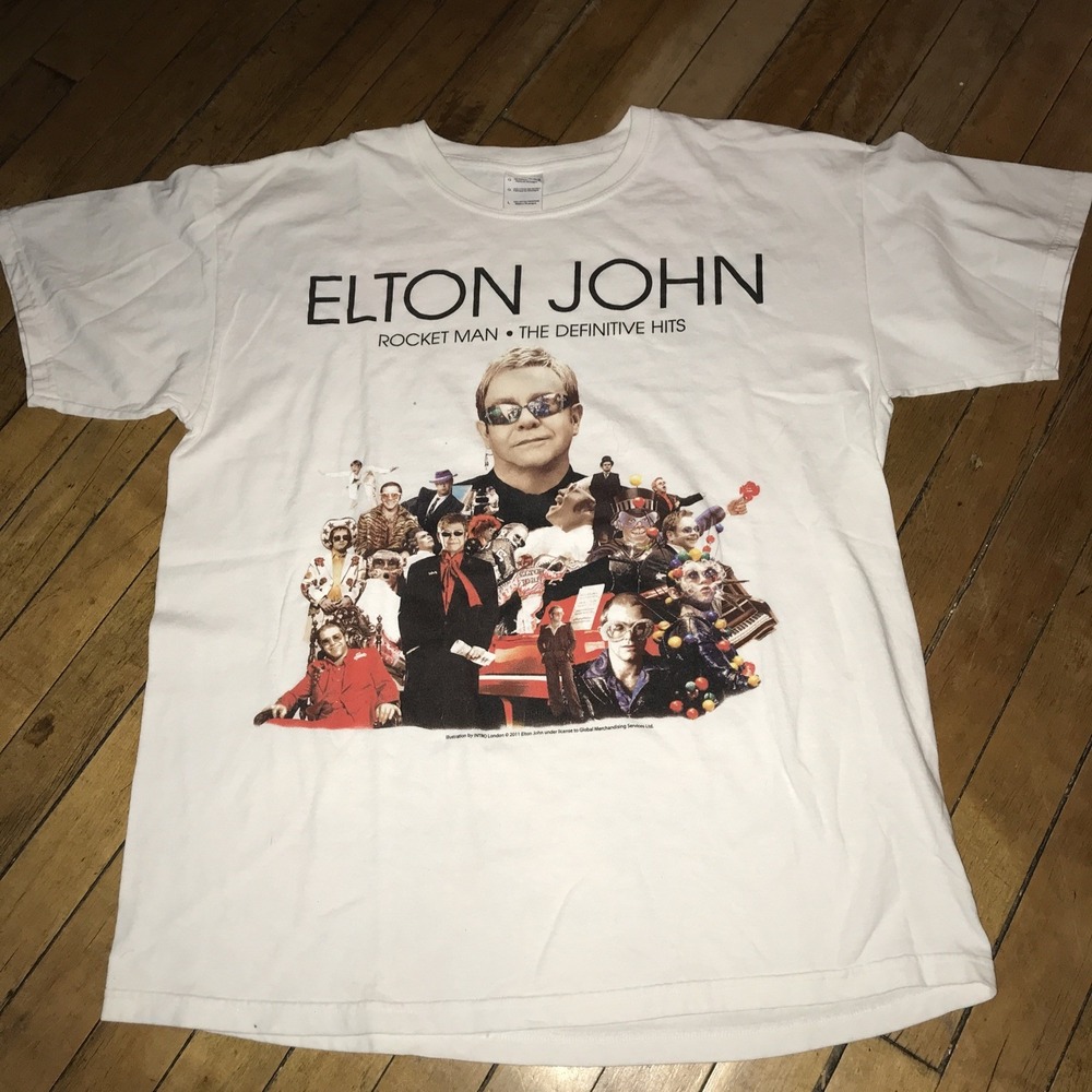 Elton John Rocket Man Definitive‎ Hits Tour 2012 Adult Large T-Shirt EUC